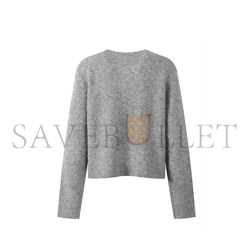 Ce1i*e solid rose accent o-neck long sleeve knit cardigan